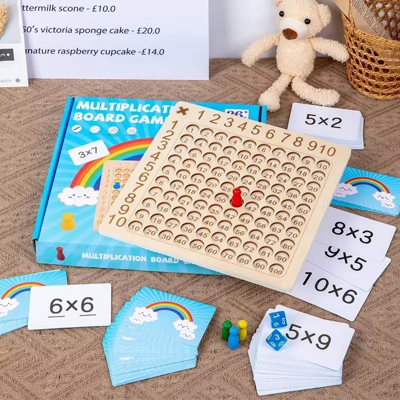 Engaging Montessori Multiplication Wooden Board Game - Fun Educational Toy for Kids to Master Math Skills